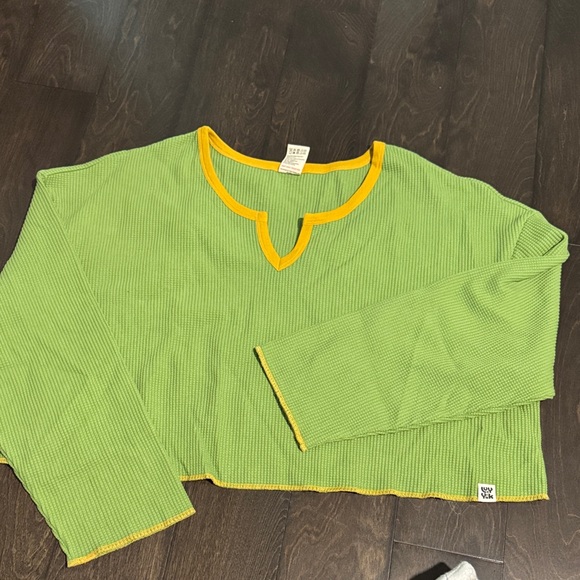Lucy & Yak Tops - Lucy & Yak Lime Green Crop Top with Yellow Trim